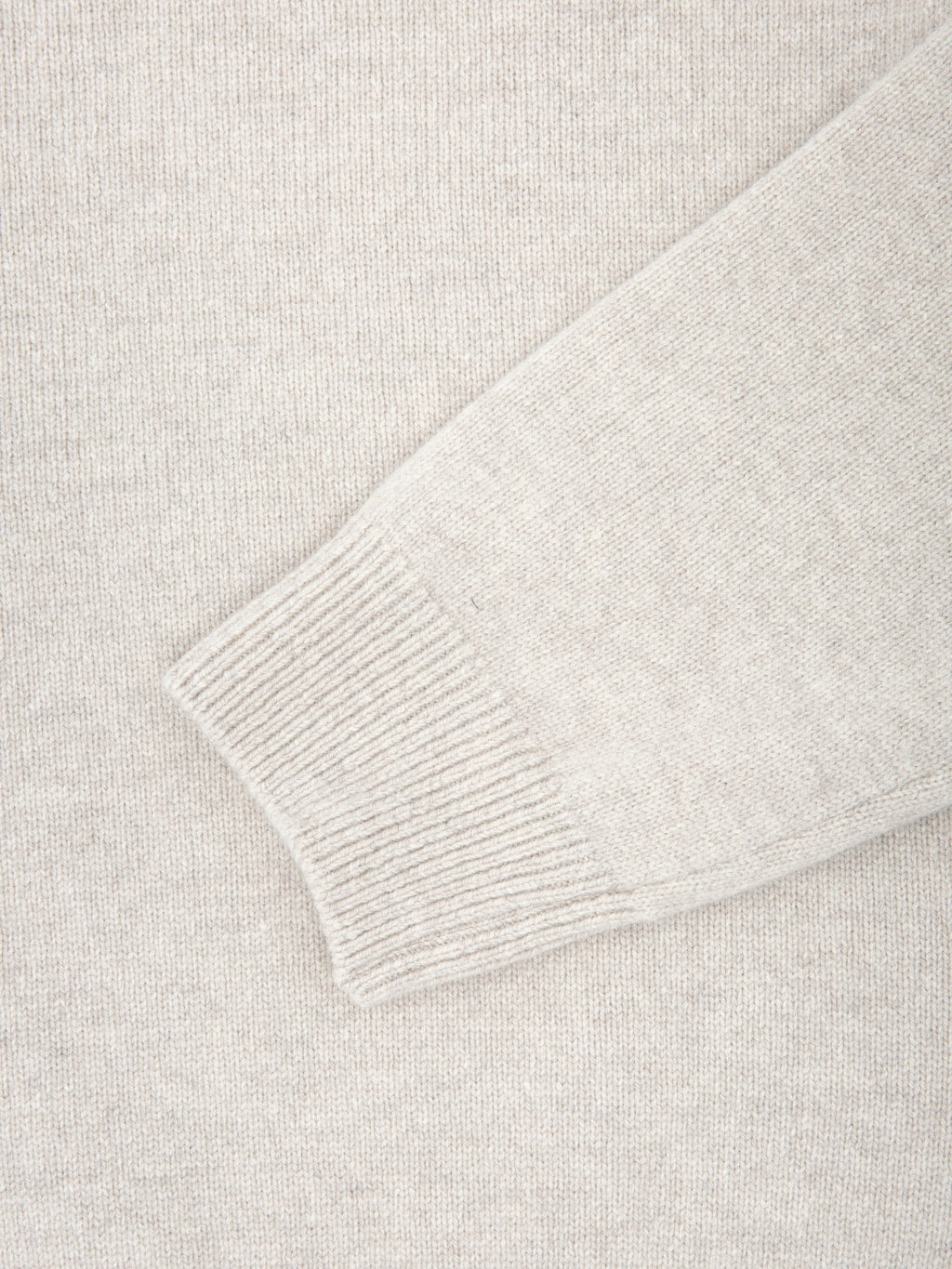 Moocastle 7G Cashmere Silk Wool Crewneck Pullover Beige Grey sleeve