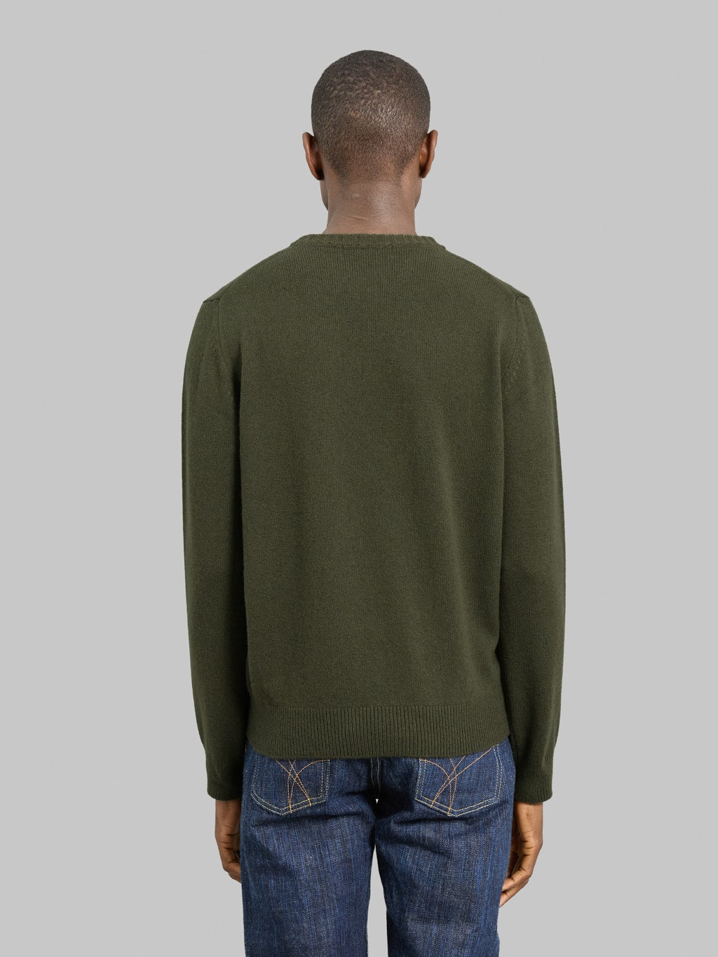 Mooncastle 7G Cashmere Silk Wool Crewneck Moss Pullover Green