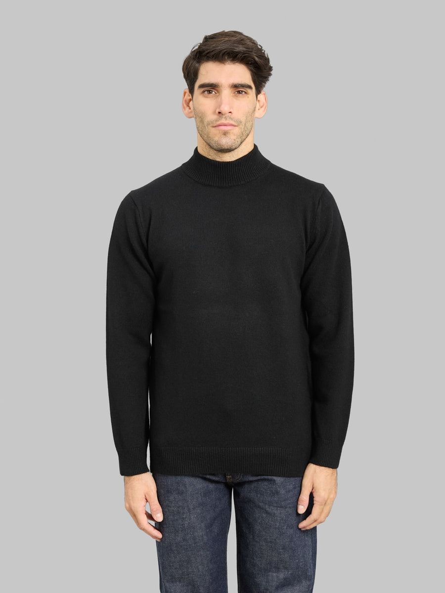 Mooncastle 7G Cashmere Silk Wool Mockneck Pullover Black | Japan