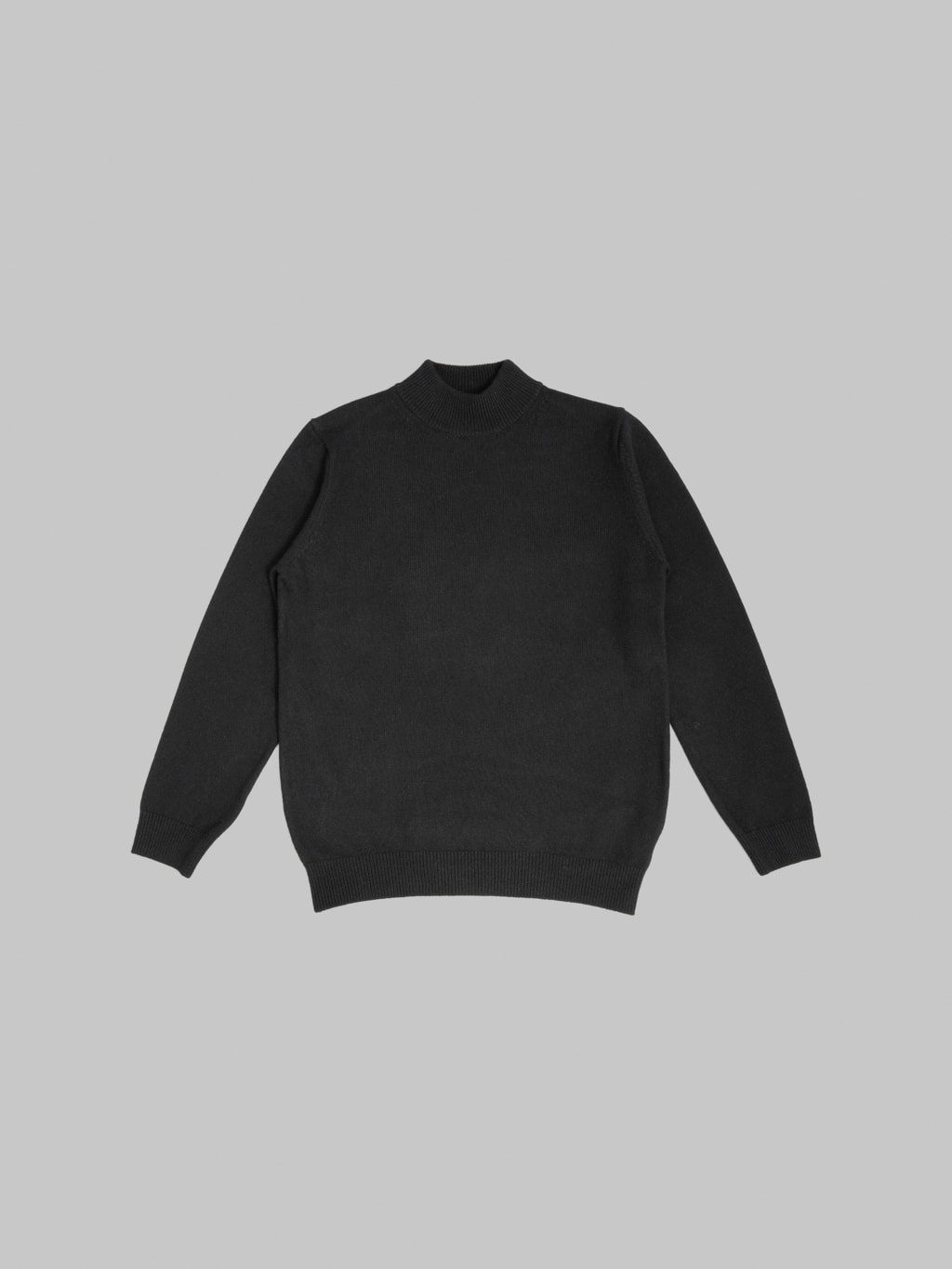 Mooncastle 7G Cashmere Silk Wool Mockneck Pullover Black