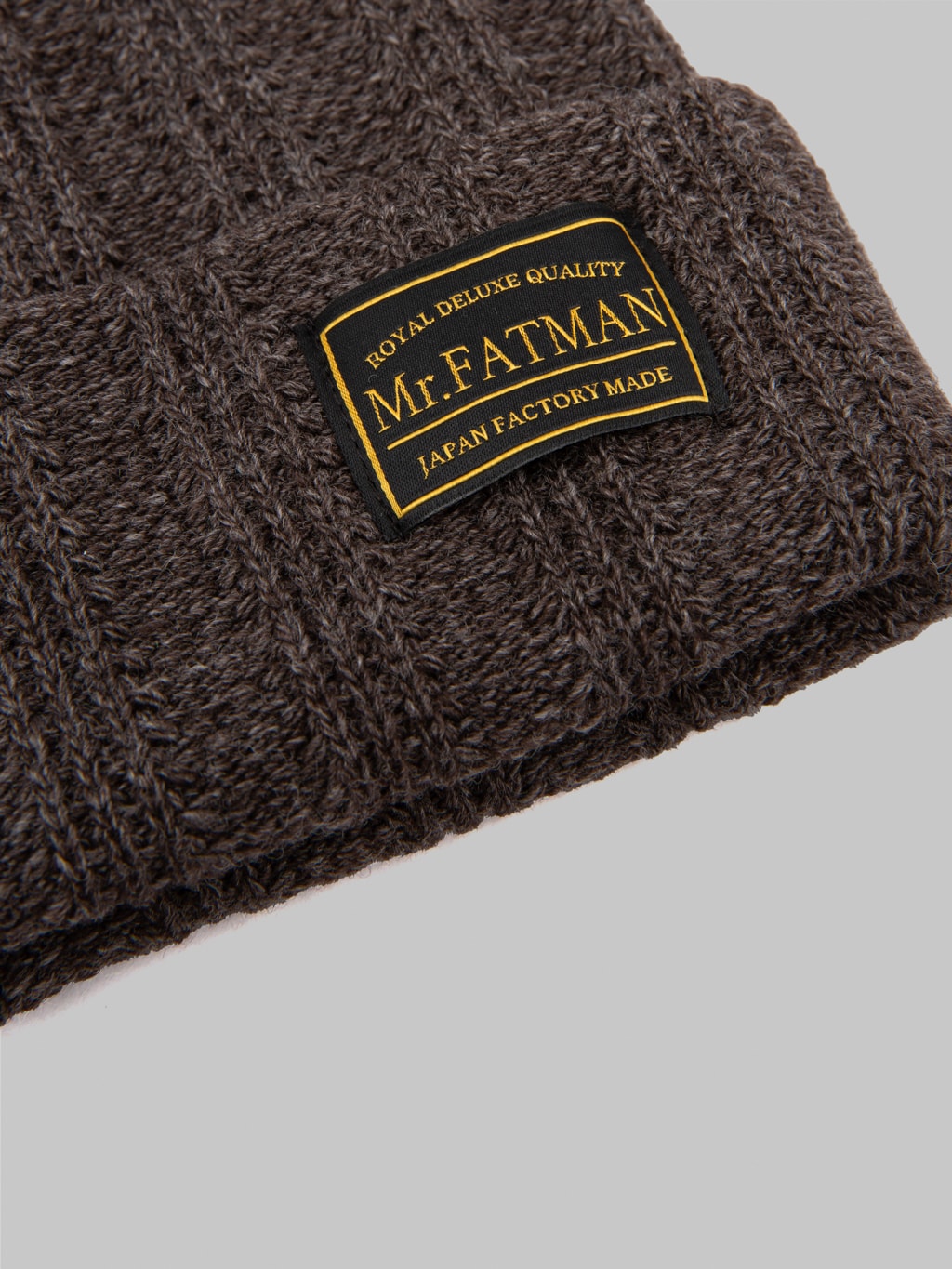 mr fatman watch cap soze brown wool logo label