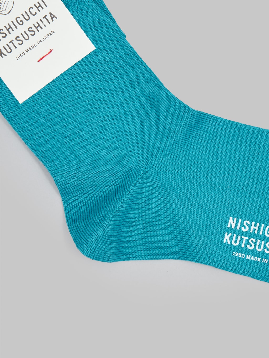 nishiguchi kutsushita egyptian cotton plain socks light aquarium blue heel