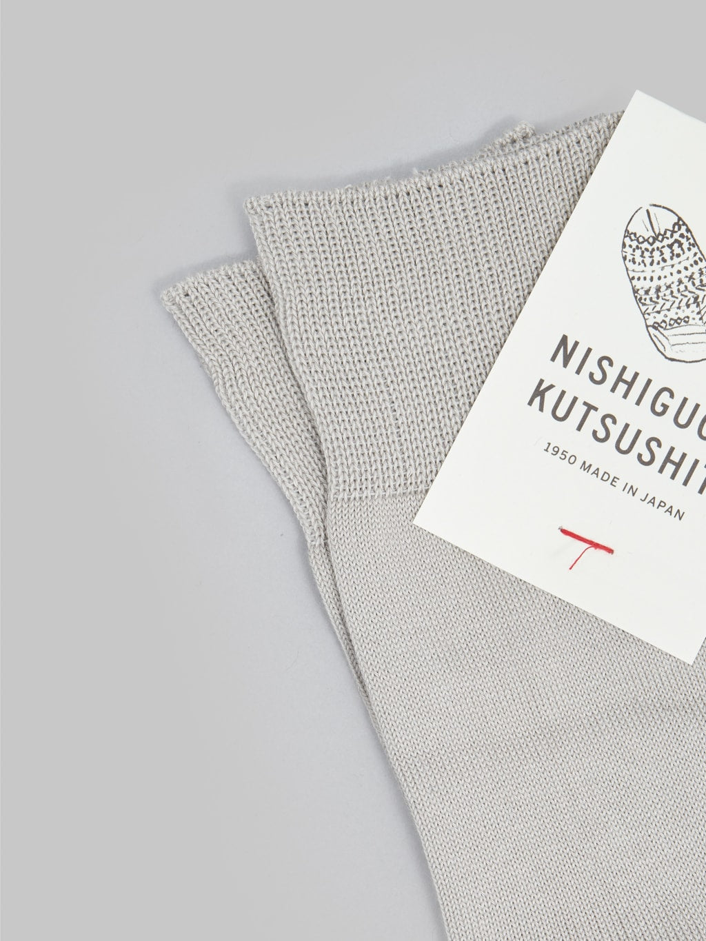 nishiguchi kutsushita egyptian cotton plain socks light gray band