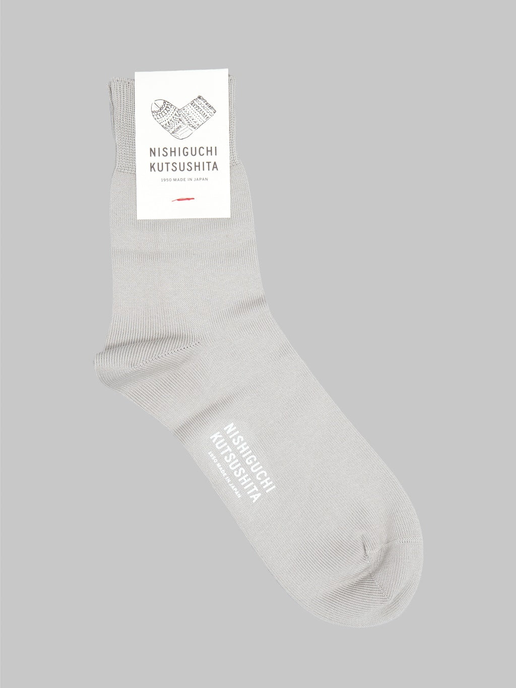 nishiguchi kutsushita egyptian cotton plain socks light gray