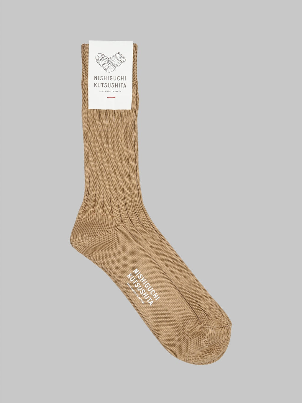 nishiguchi kutsushita egyptian cotton ribbed socks cafe au lait