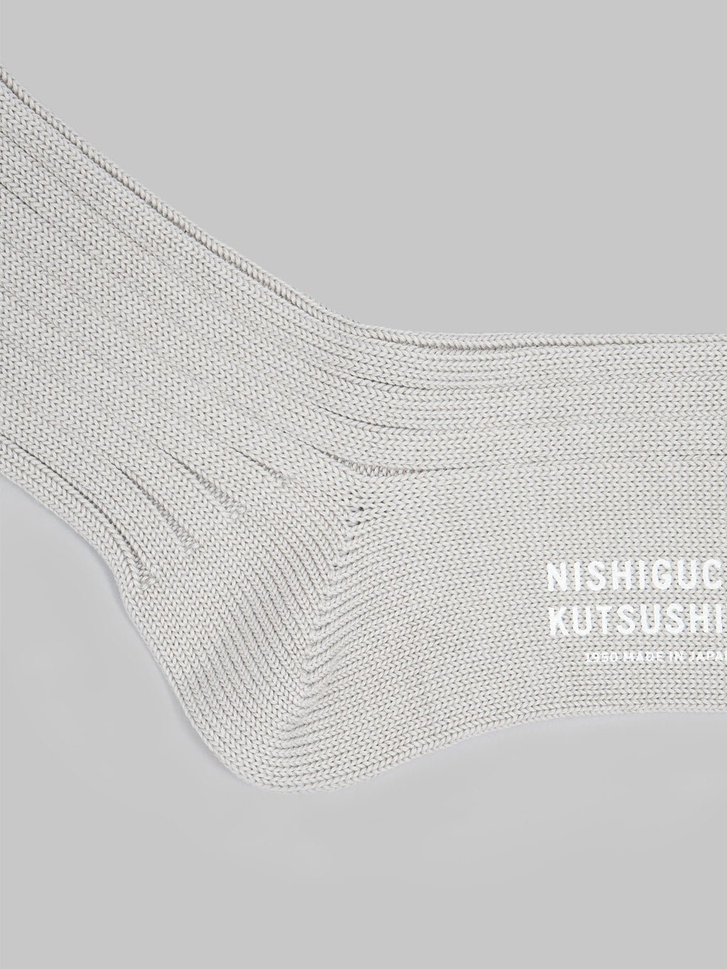 Nishiguchi Kutsushita Egyptian Cotton Ribbed Light Grey