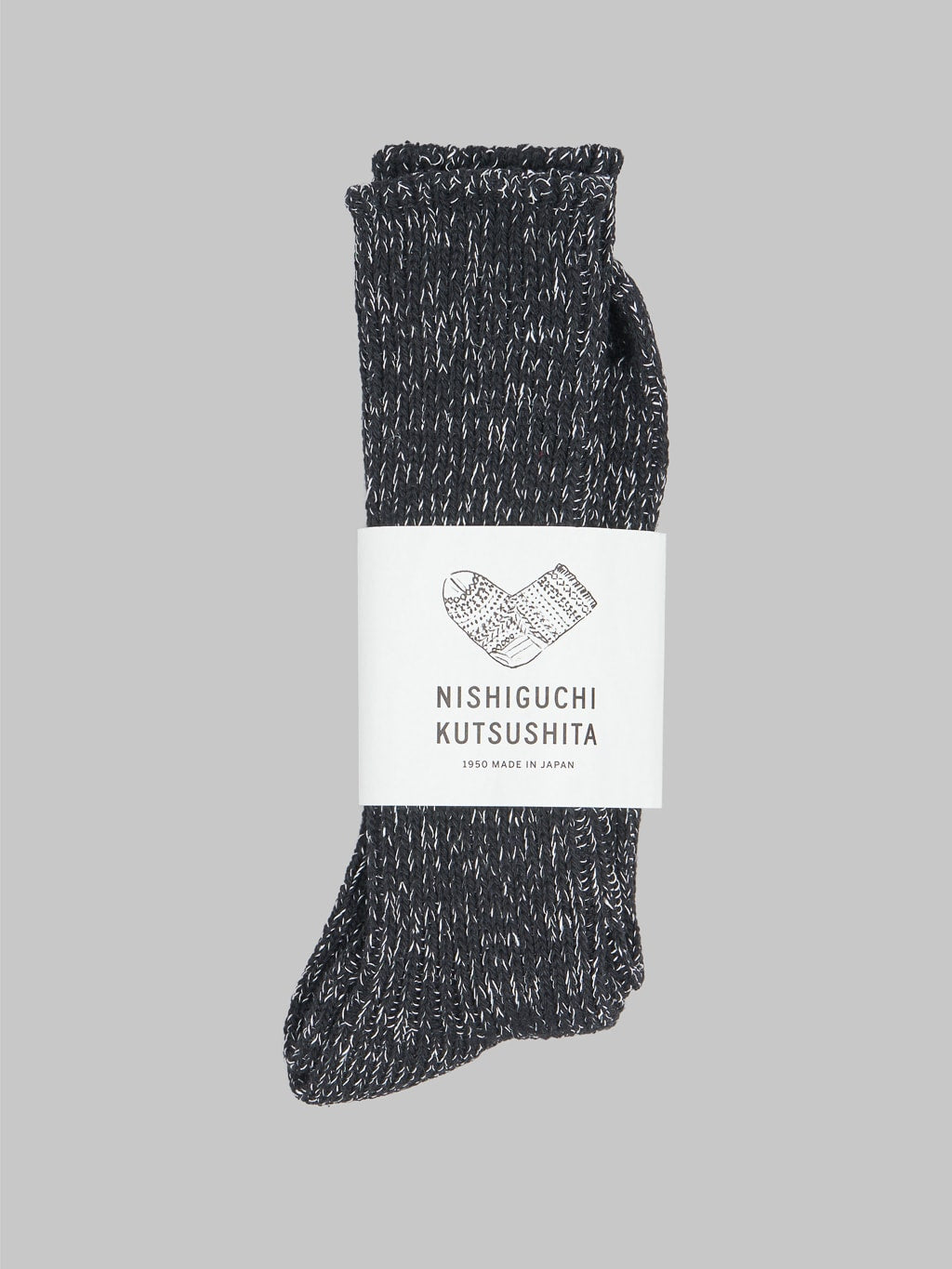 Nishiguchi Kutsushita Hemp Cotton Ribbed Socks Black