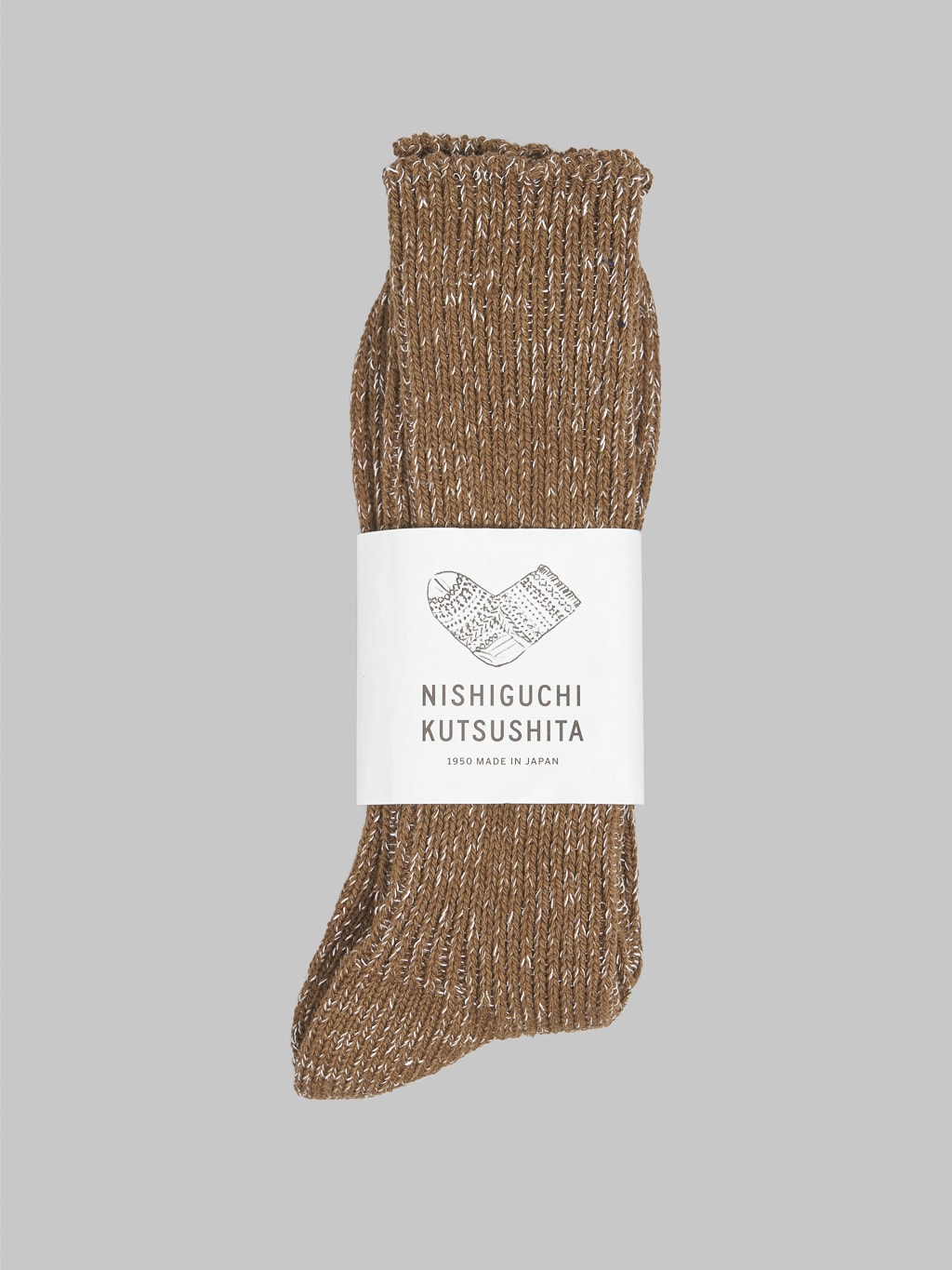 Nishiguchi Kutsushita Hemp Cotton Ribbed Socks Khaki