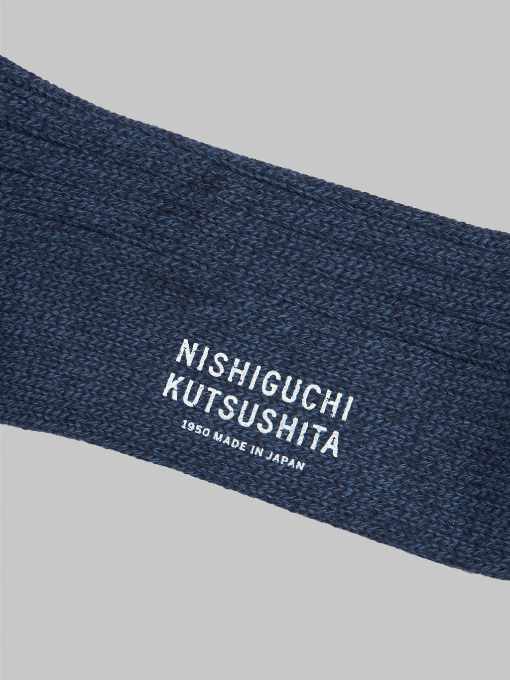 nishiguchi kutsushita luxurious cotton ribbed socks denim logo