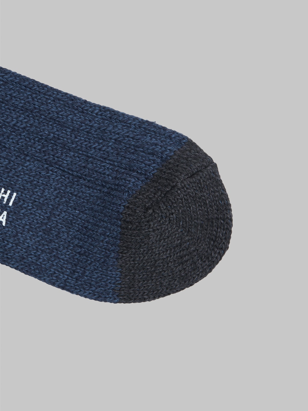 nishiguchi kutsushita luxurious cotton ribbed socks denim toe