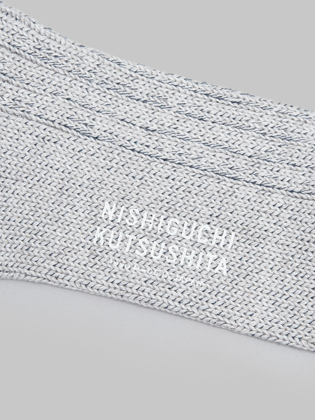 Nishiguchi Kutsushita Recycled Cotton Socks Light Grey Brand Logo