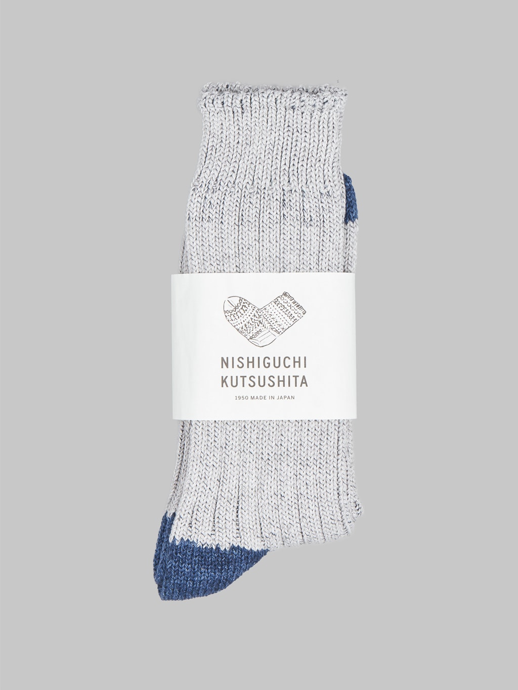 Nishiguchi Kutsushita Recycled Cotton Socks Light Grey Japan