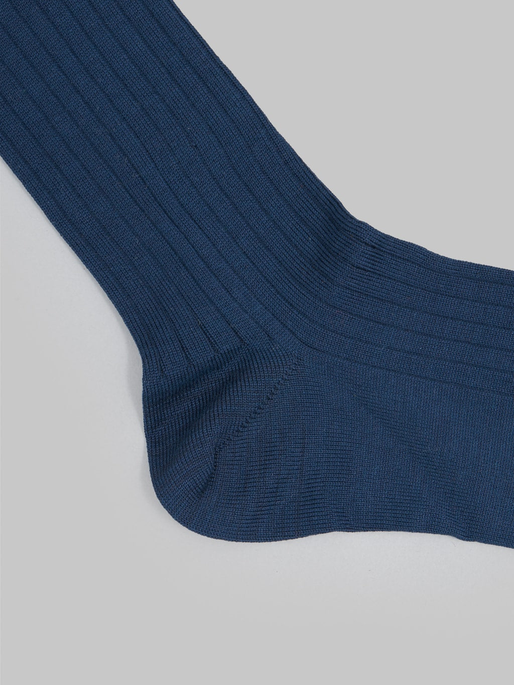 Nishiguchi Kutsushita Silk Cotton Ribbed Socks Navy