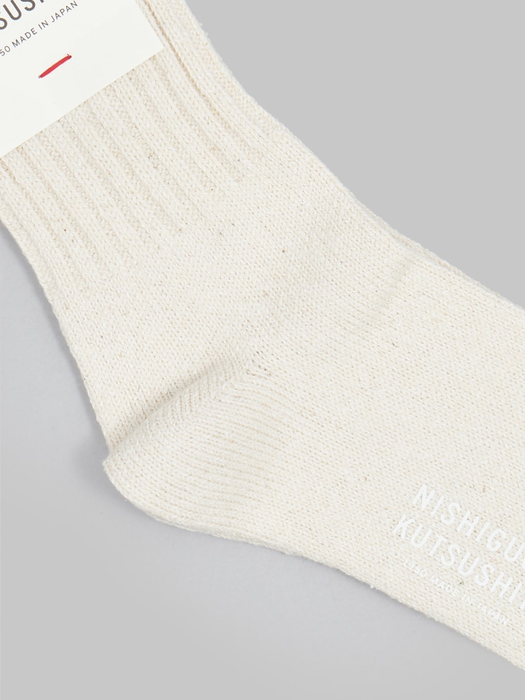 nishiguchi kutsushita silk cotton socks marshmallow cream heel