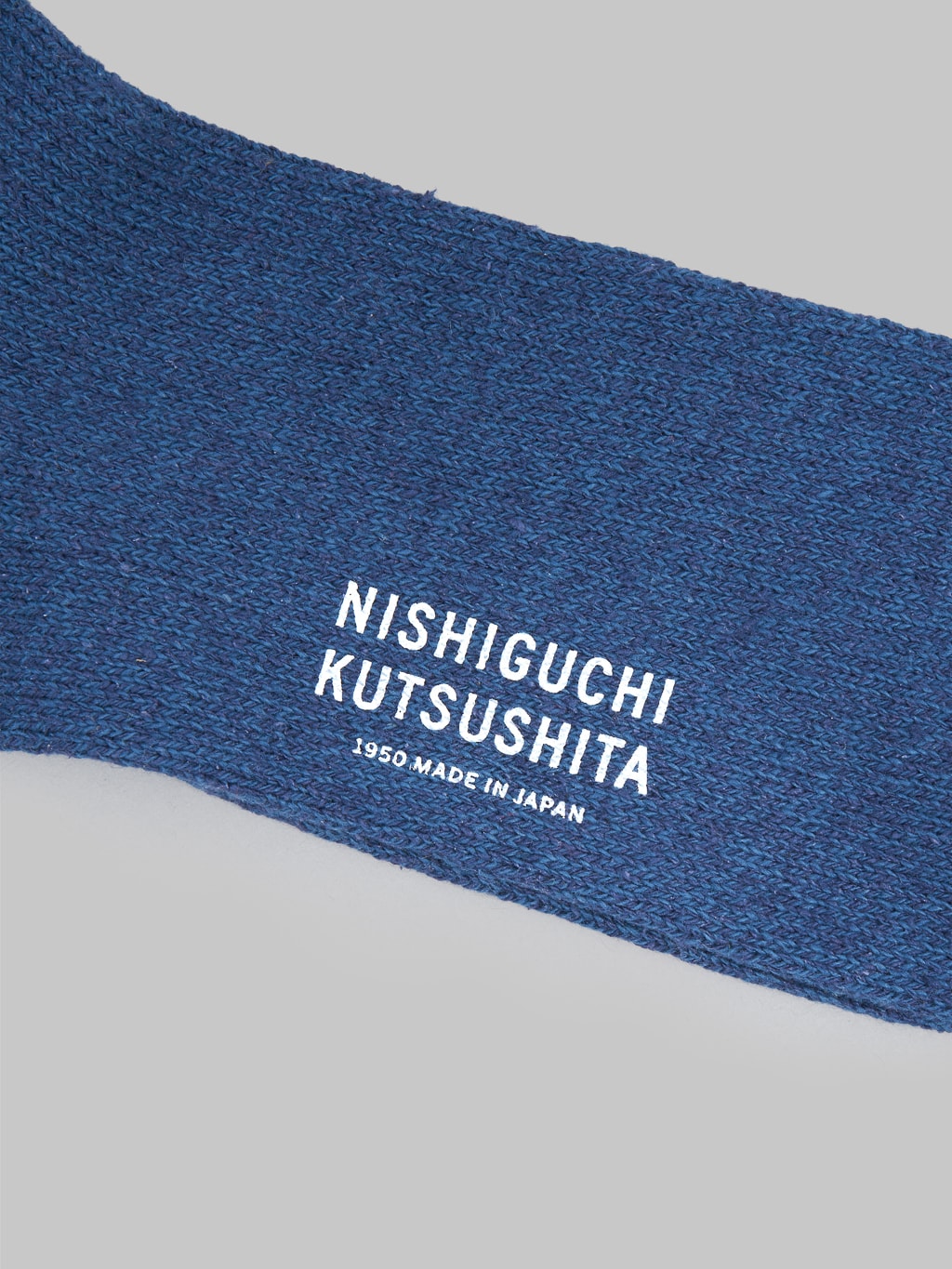 Nishiguchi Kutsushita Silk Cotton Socks Navy Brand Logo