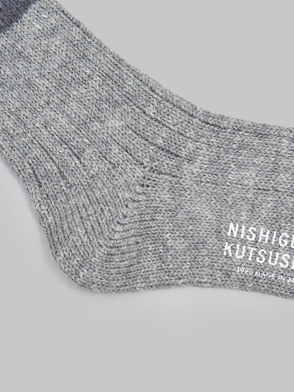 Nishiguchi Kutsushita Wool Cotton Socks Charcoal Heel