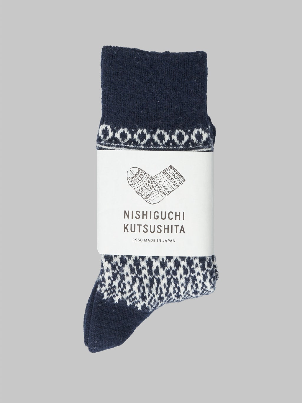 Nishiguchi Kutsushita Wool Jacquard Socks Berlin Blue warm
