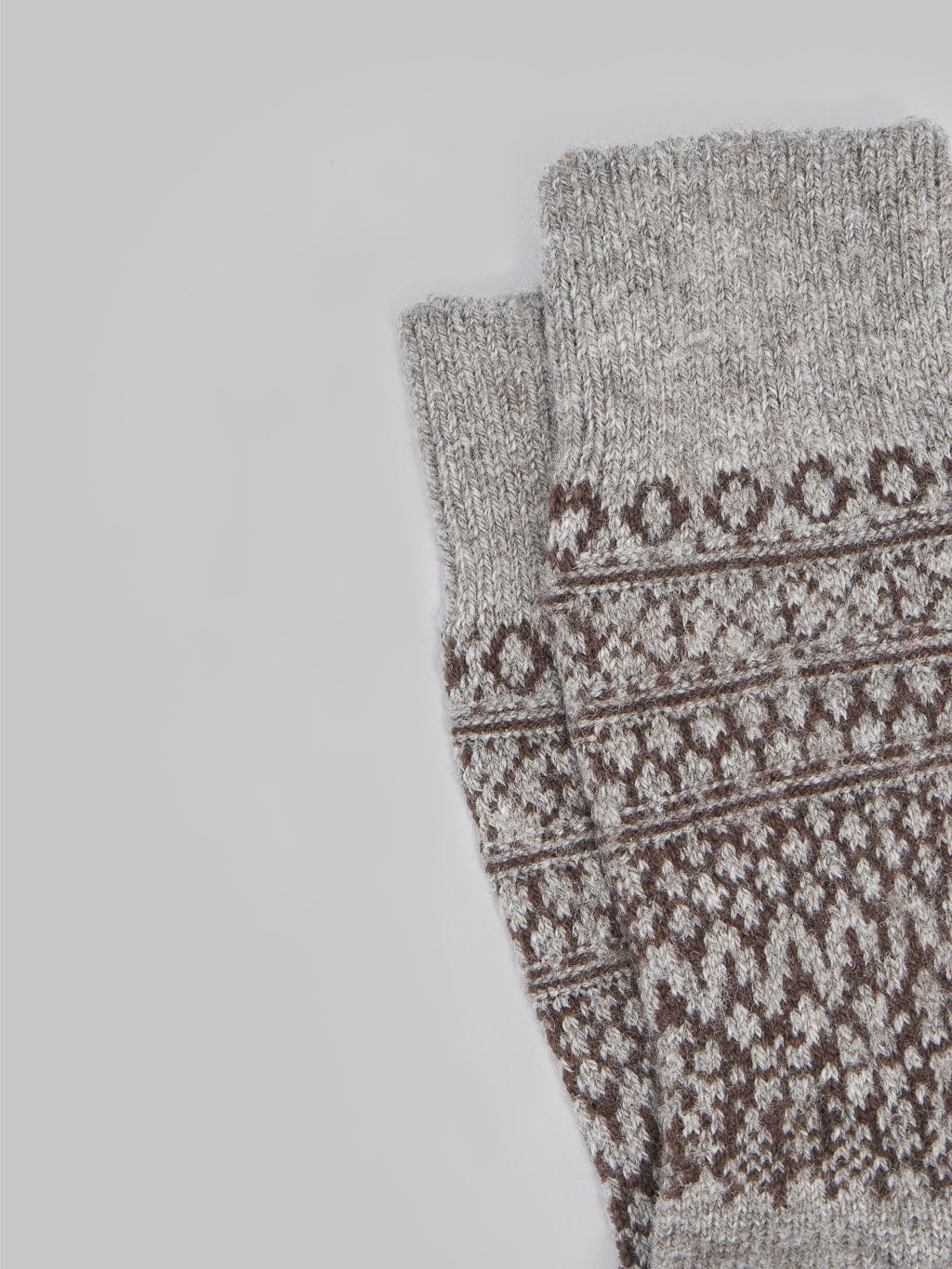 Nishiguchi Kutsushita Wool Jacquard Socks Grey Elastic Hem