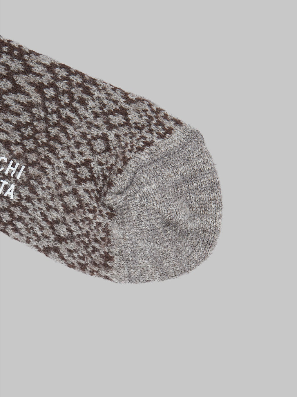 Nishiguchi Kutsushita Wool Jacquard Socks Grey Toe