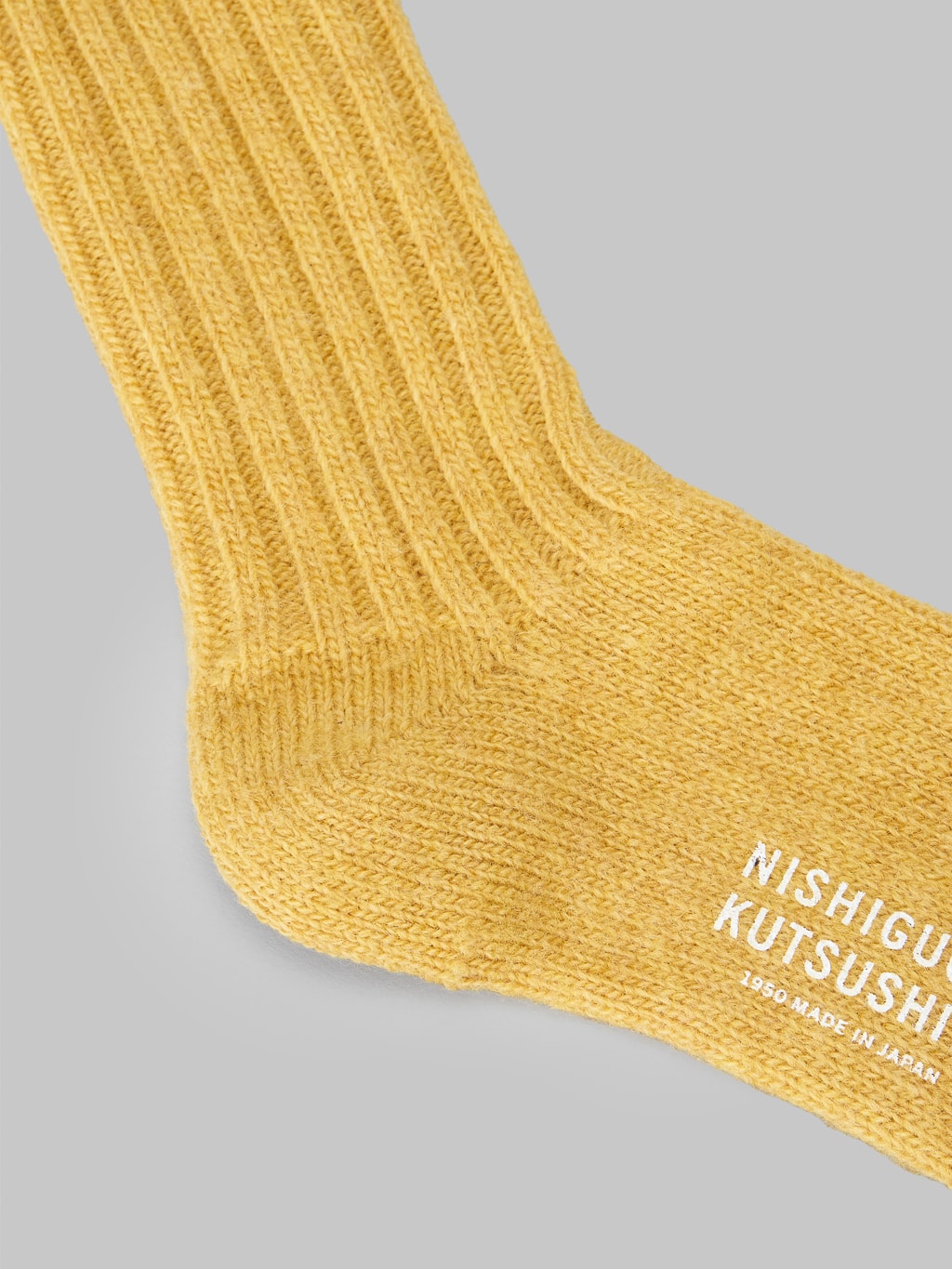 nishiguchi kutsushita wool ribbed socks apple soda reinforced heel