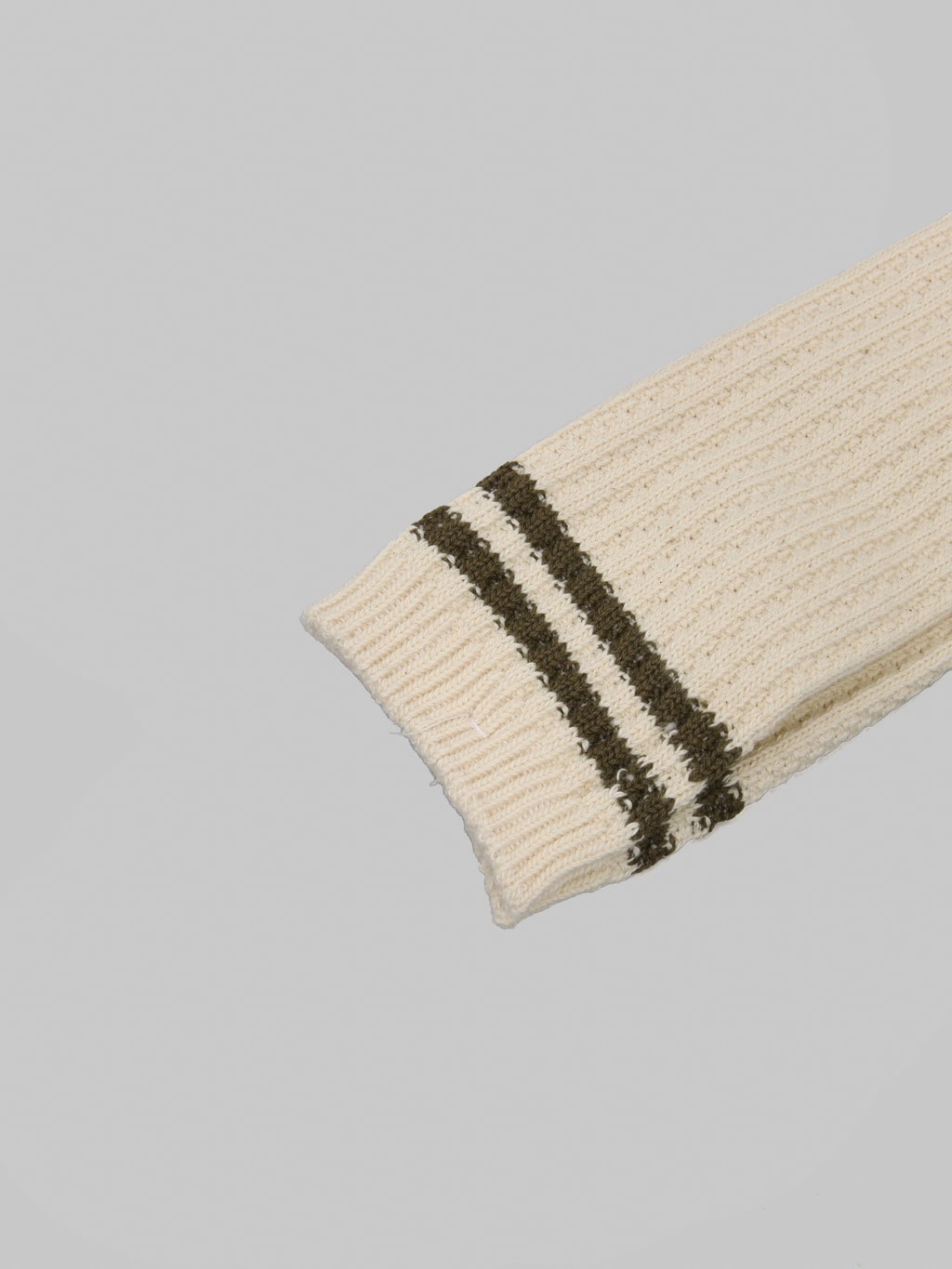 Anonymous Ism OC 2 Line Pique Rib Crew Socks Olive hem