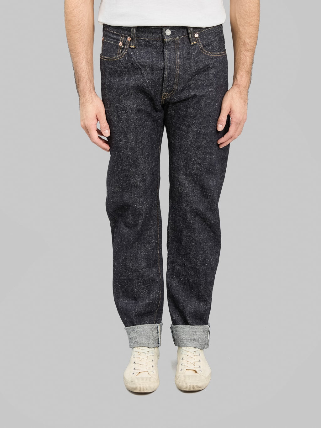 Omoto Denim 0411 Slub Nep Straight Fit Jeans front rise