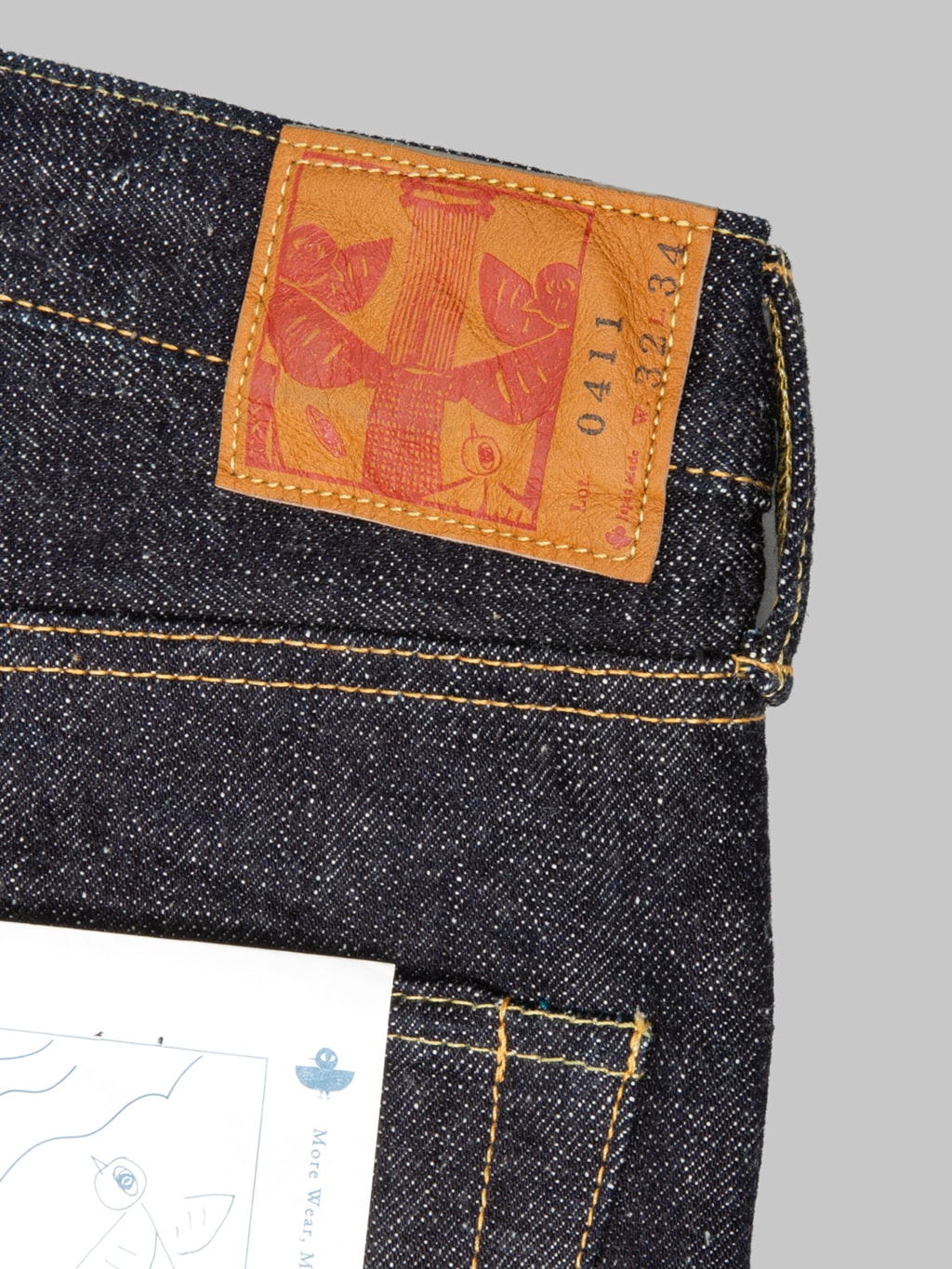 Omoto Denim 0411 Slub Nep Straight Fit Jeans leather patch