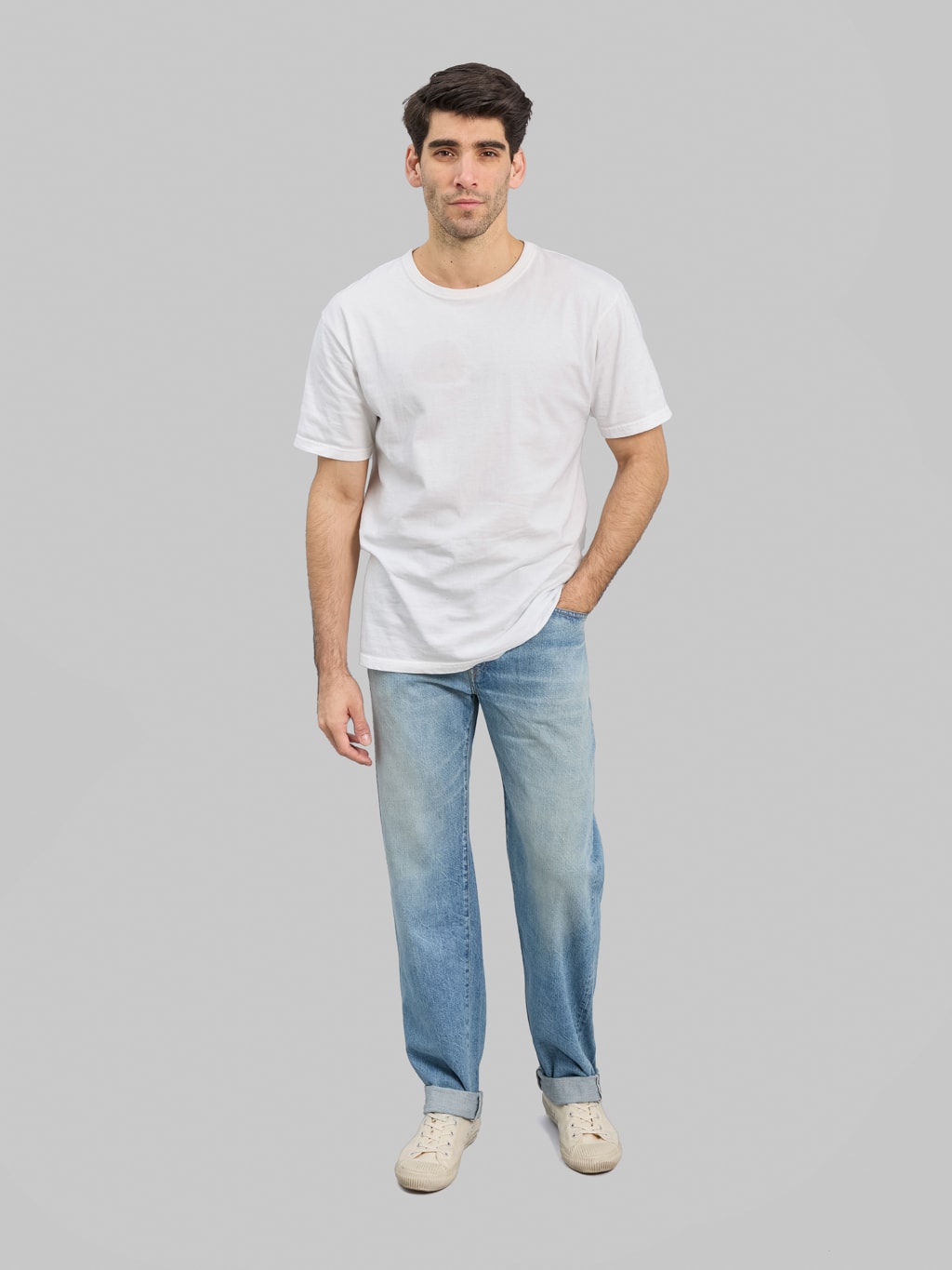 Omoto Denim 0615 Relax Fit 7 Years Wash Jeans front fit