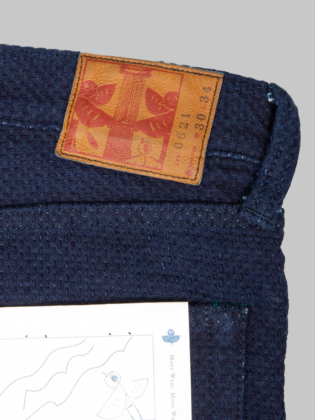 Omoto Denim 0621 Ori Sashi Sashiko Relax Fit Jeans leather patch