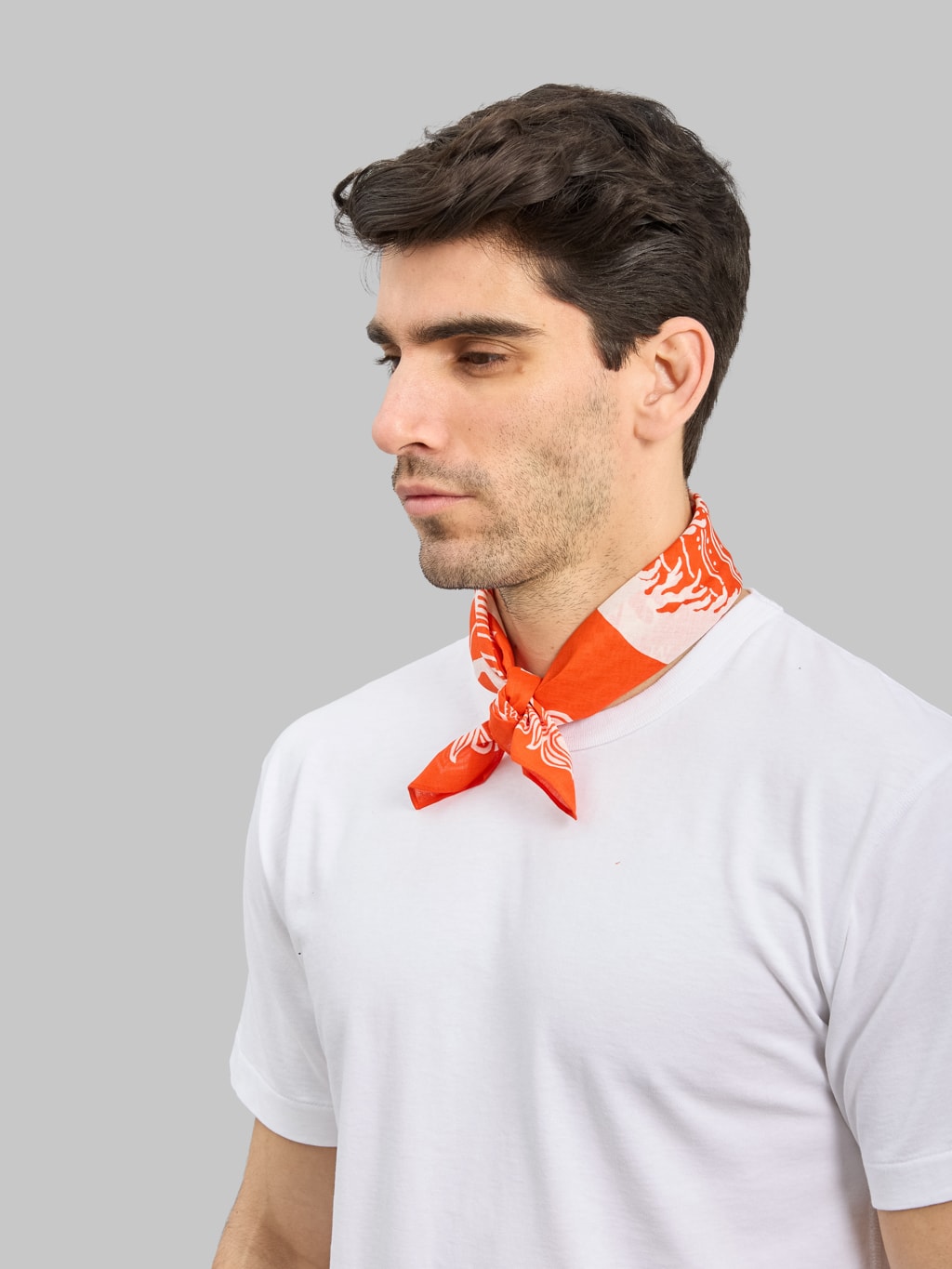 Omoto Denim 9302 Kojima Selvedge Bandana Orange styled