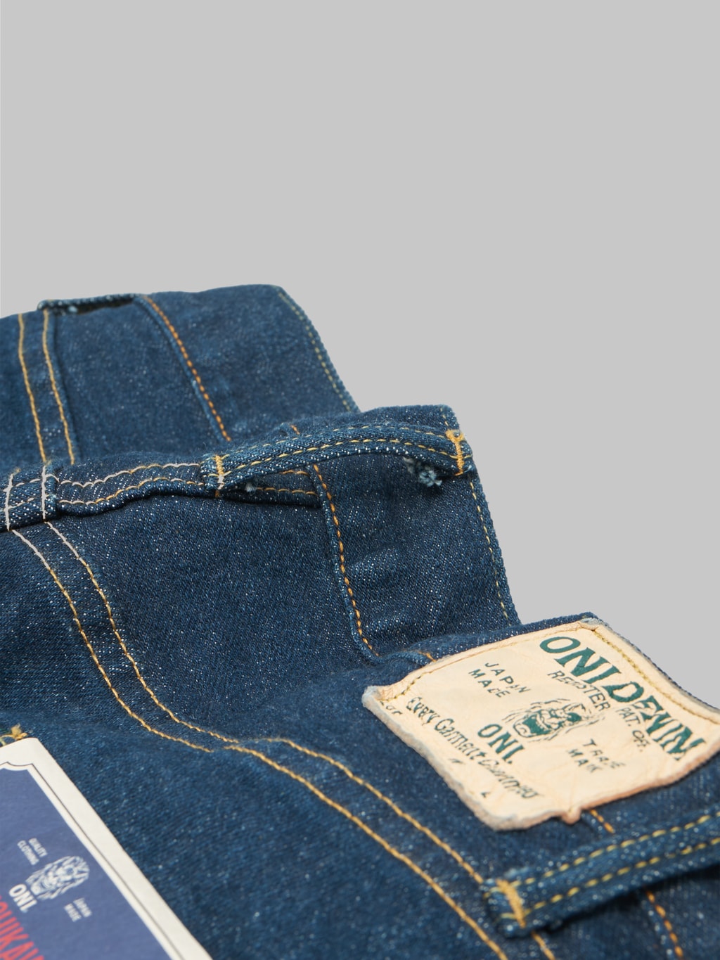 oni 121s ishikawadai stretch selvedge jeans relax tapered belt loop