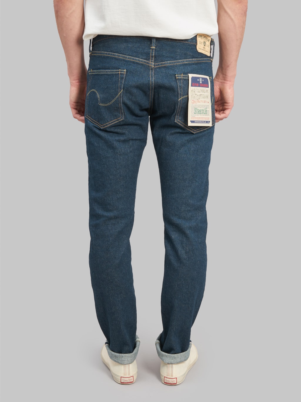 oni 121s ishikawadai stretch selvedge jeans relax tapered back fit