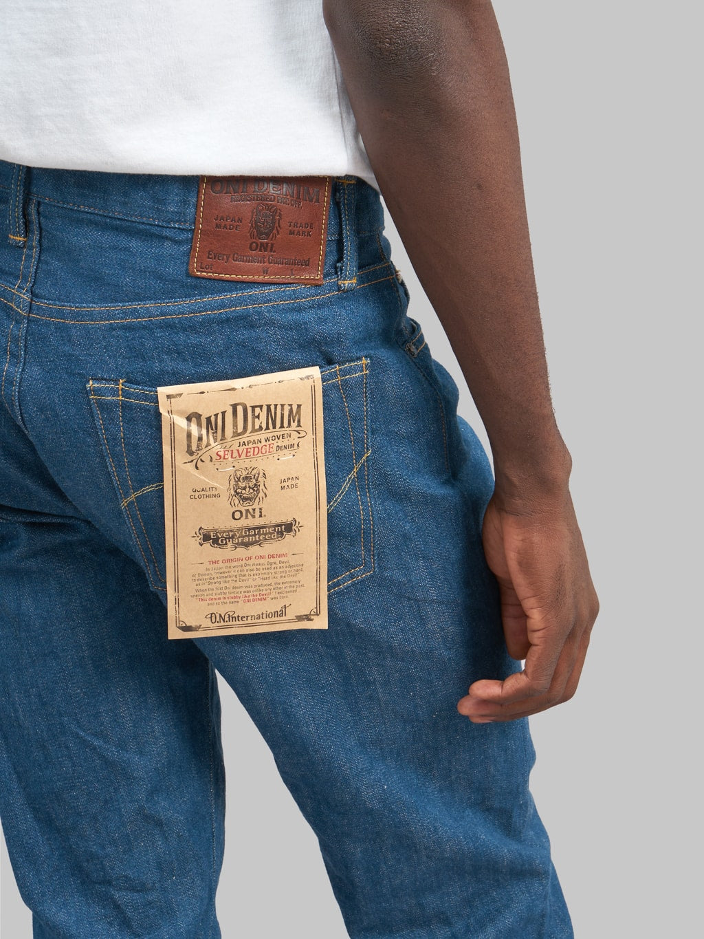 oni old faded blue denim classic straight jeans back pocket details