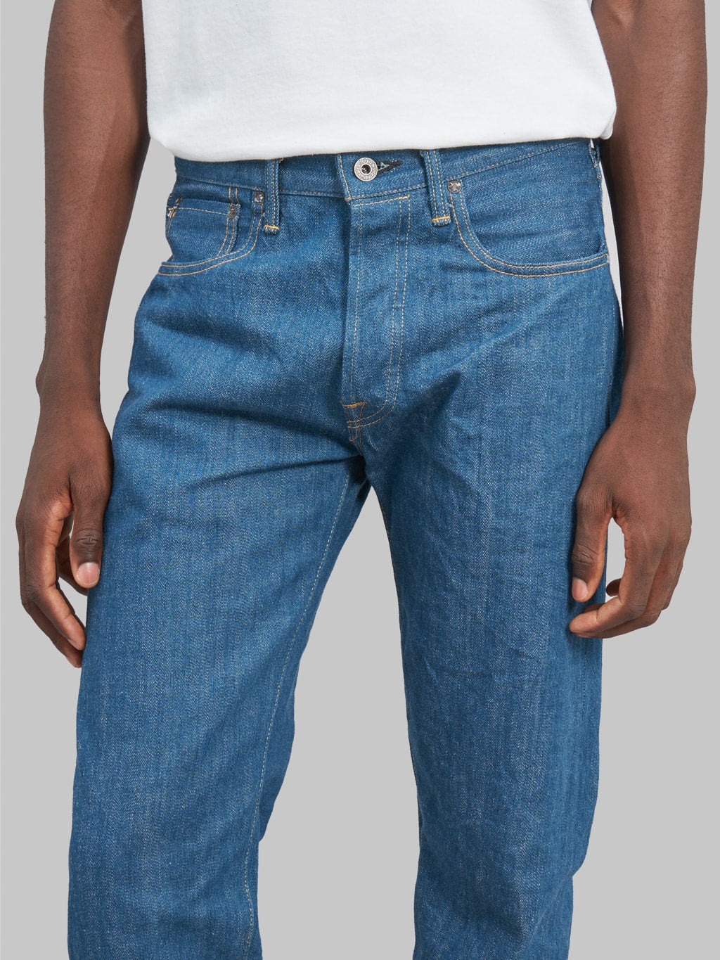 oni old faded blue denim classic straight jeans waist