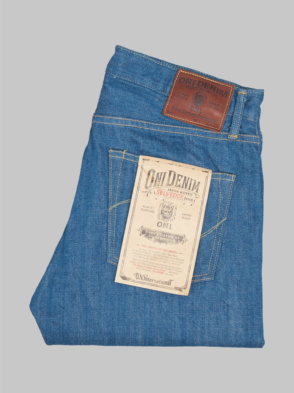 oni old faded blue denim classic straight jeans made in japan