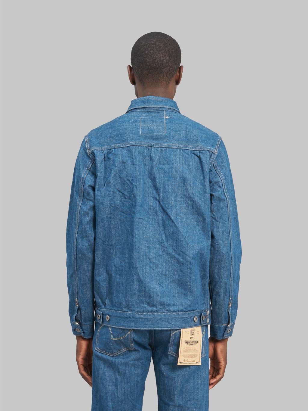 oni old faded blue denim type 2 jacket model back look