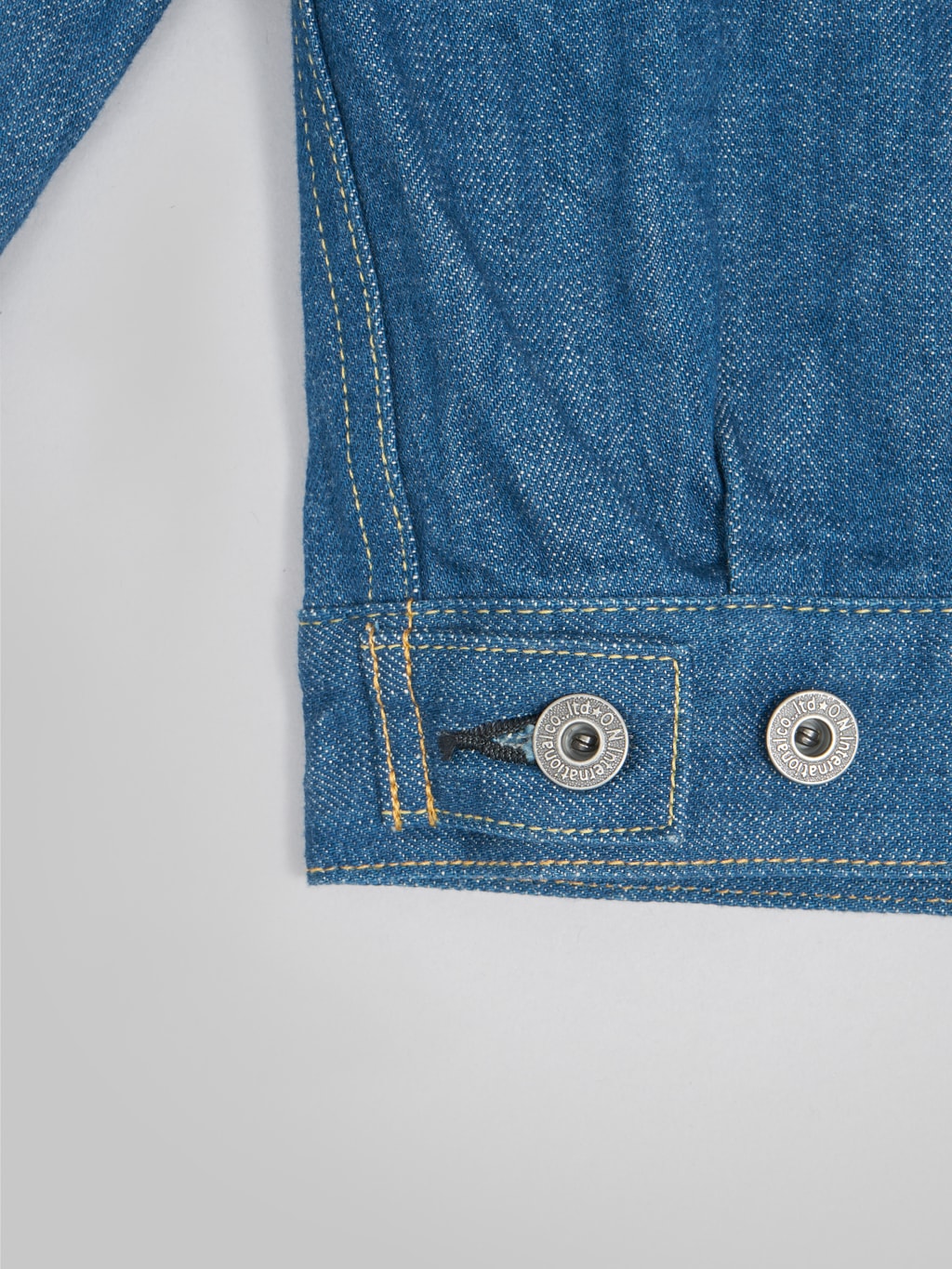 oni old faded blue denim type 2 jacket adjuster buttons