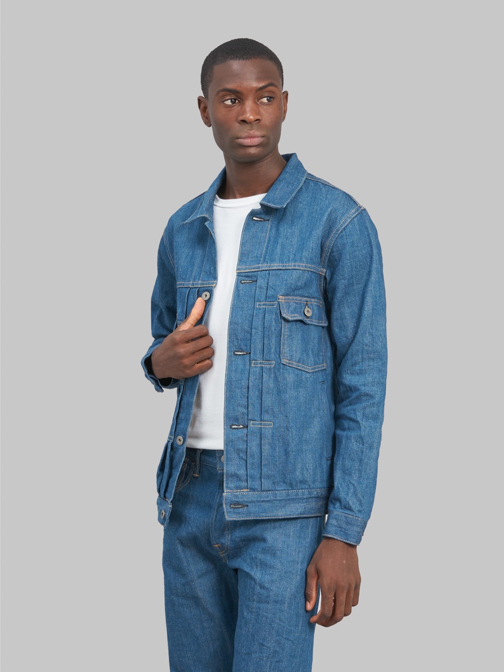 oni old faded blue denim type 2 jacket styled