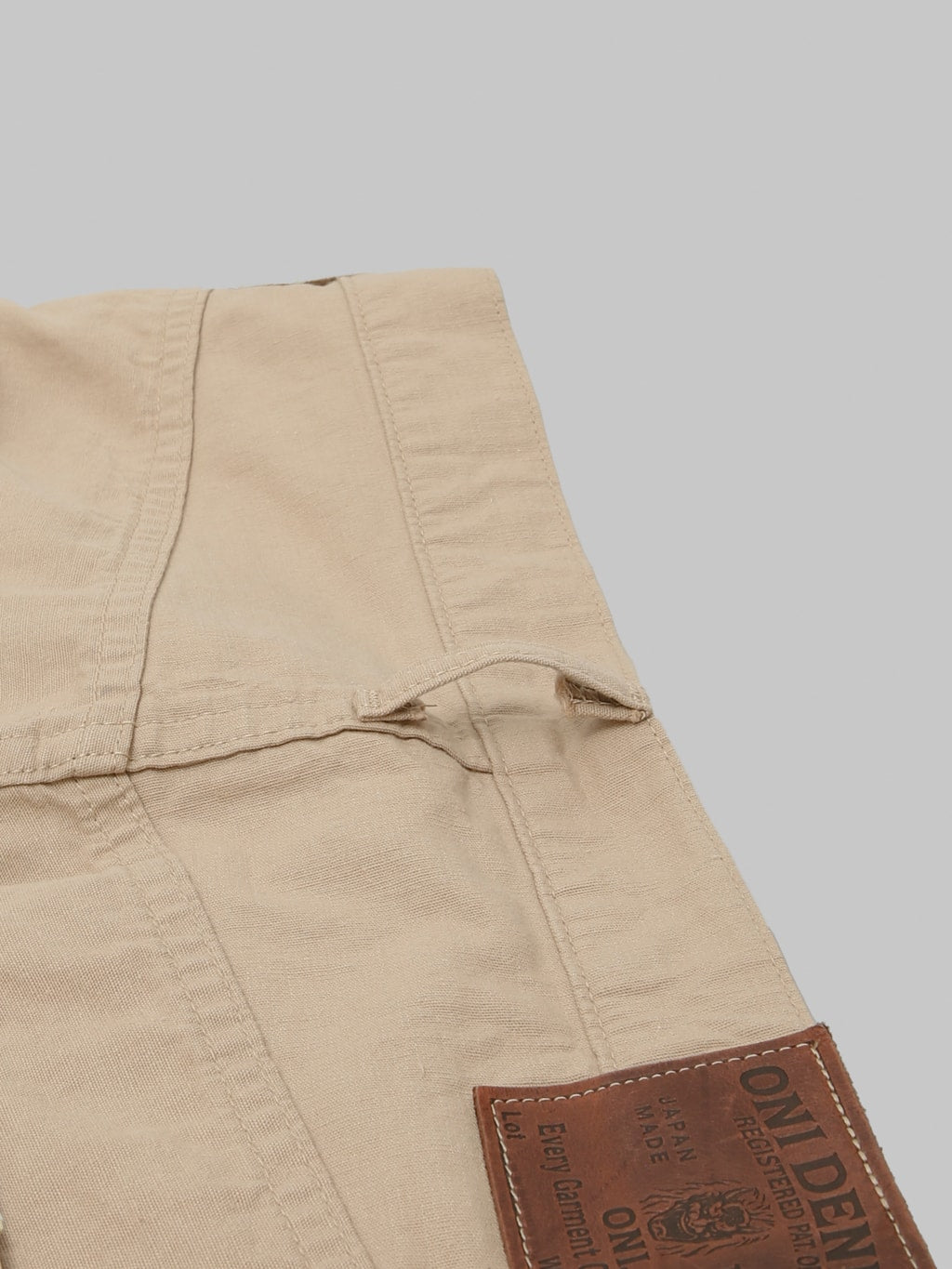 ONI Denim 200 Beta Chambray Beige 8oz Wide Straight Jeans belt loop