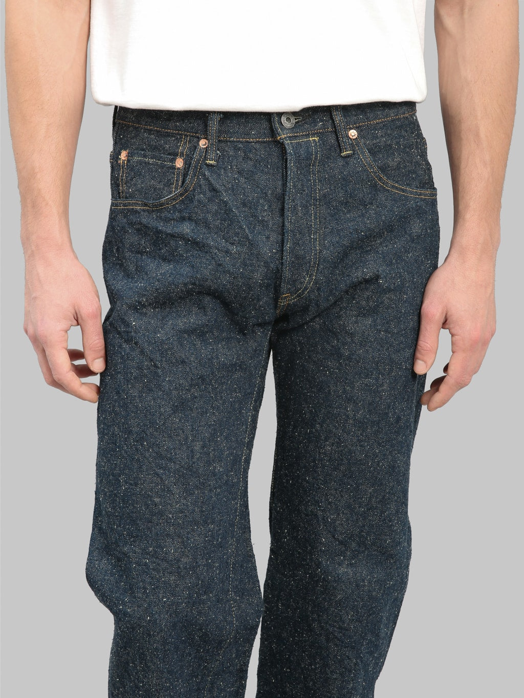 oni 200 kabuki crushed concrete denim wide straight selvedge jeans waist