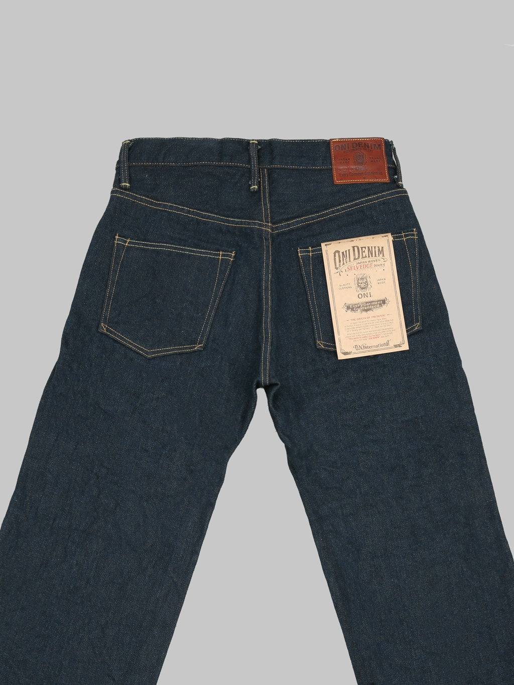 ONI Denim 200ZROLV Secret Denim Olive Weft Wide Jeans back pockets