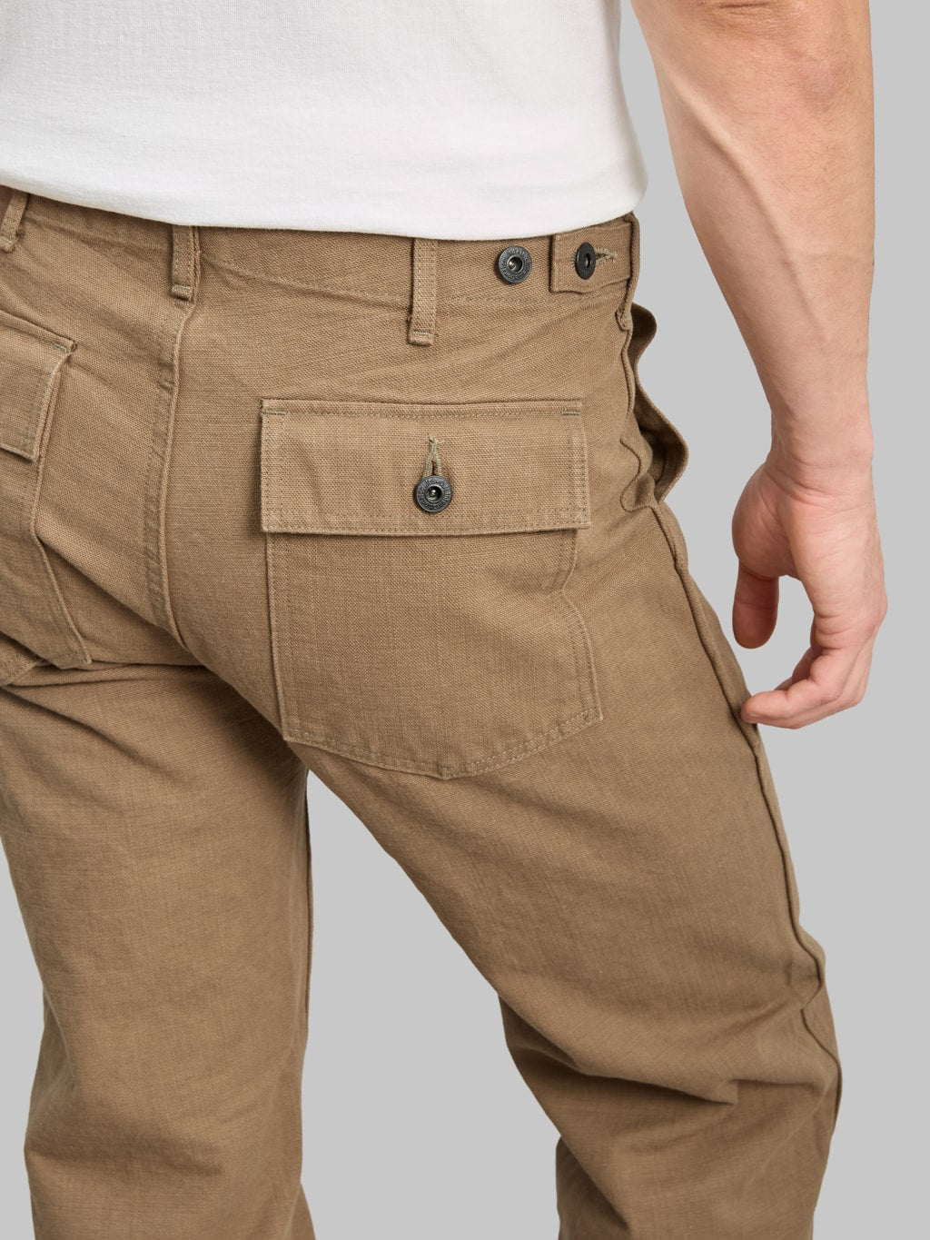 ONI Denim 207 HOXBRK 13oz Baker Pants Brown Khaki back pocket