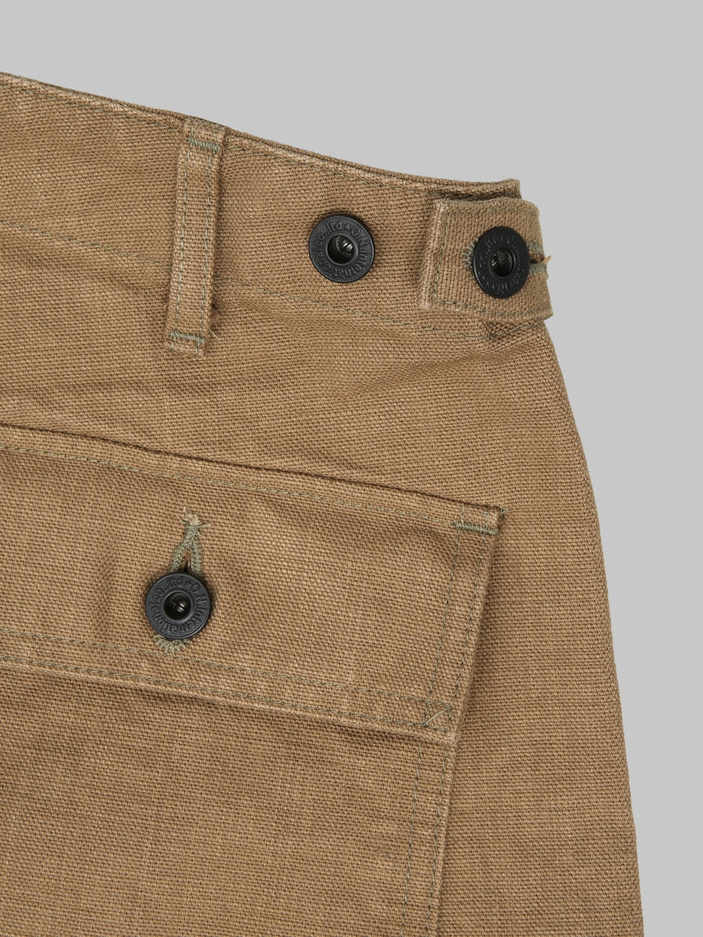 ONI Denim 207 HOXBRK 13oz Baker Pants Brown Khaki waist buttons