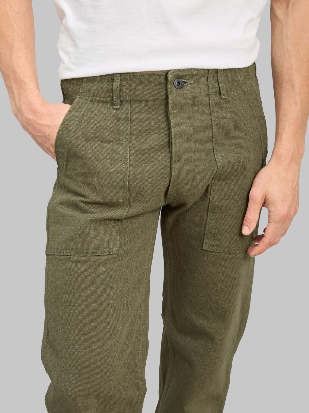 ONI Denim 207 HOXOLB 13oz Baker Pants Olive Brown inseam