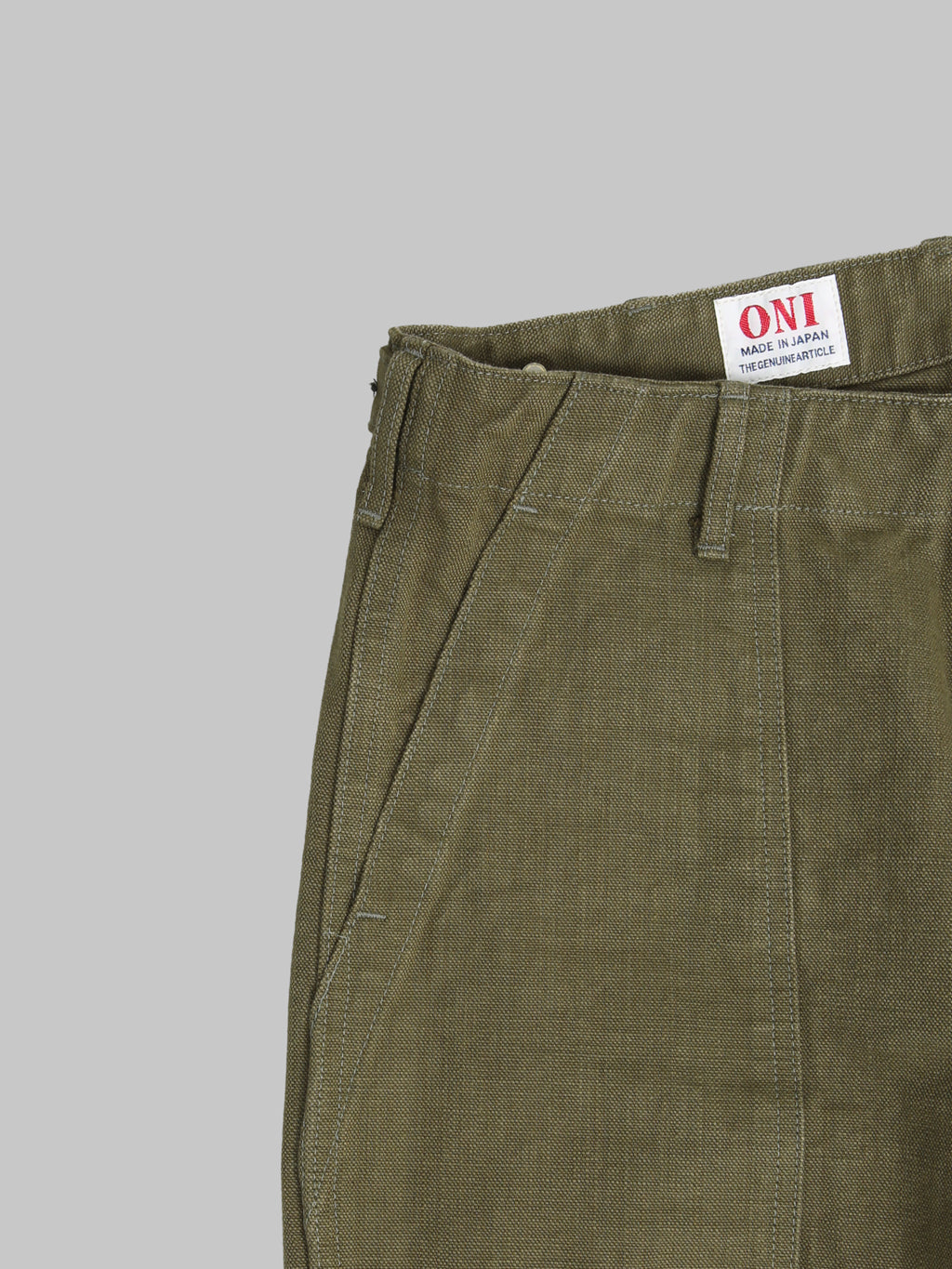 ONI Denim 207 HOXOLB 13oz Baker Pants Olive Brown side pockets