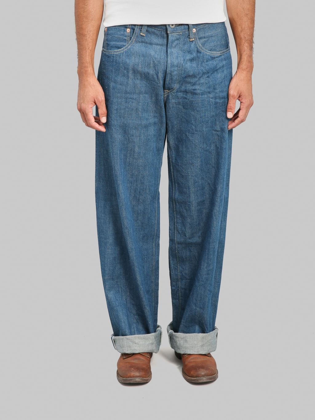 ONI Denim 222-OFBD 13.7oz Old Faded Blue Denim Super Wide Straight Jeans
