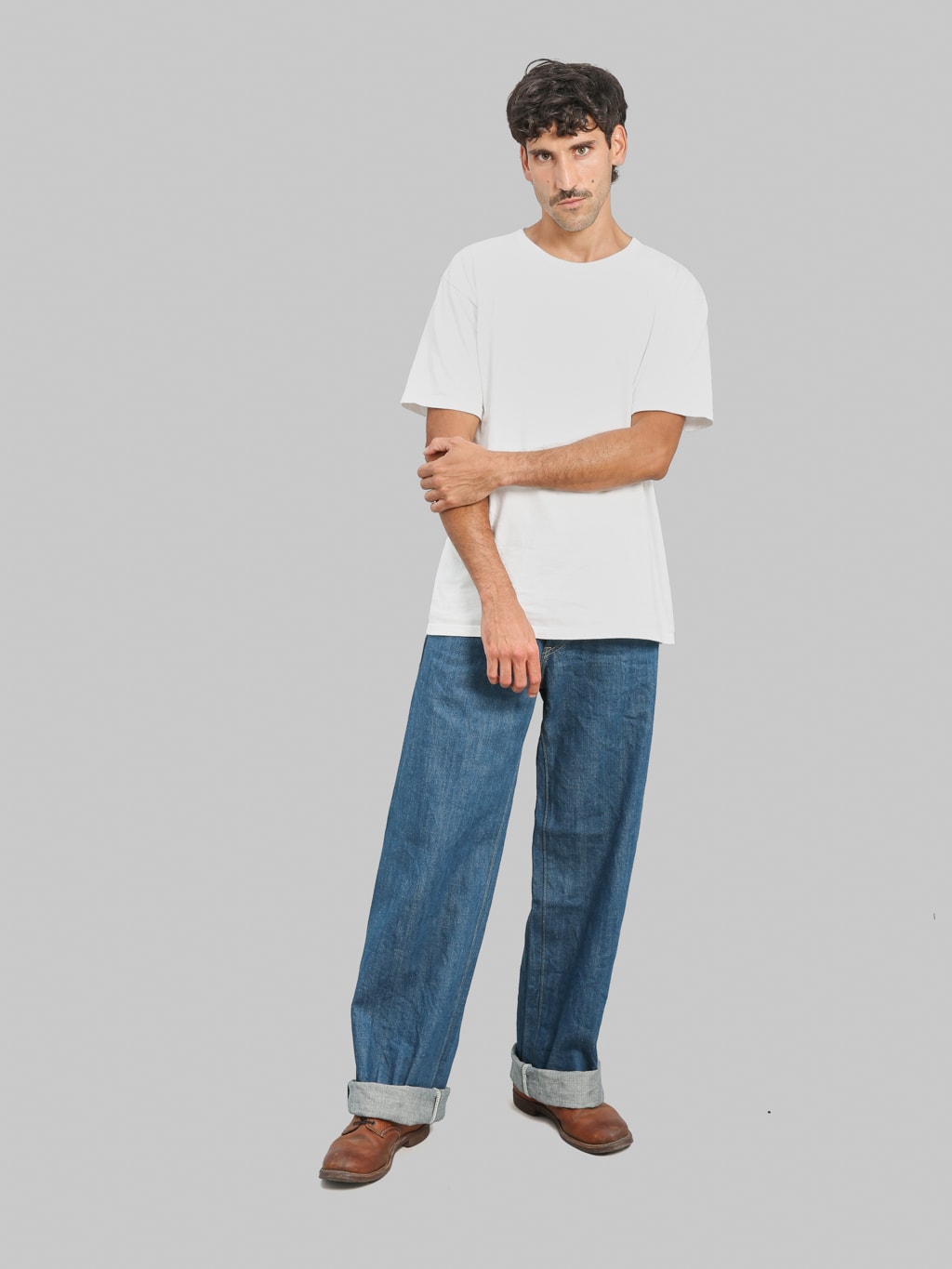 ONI Denim 222-OFBD 13.7oz Old Faded Blue Denim Super Wide Straight Jeans