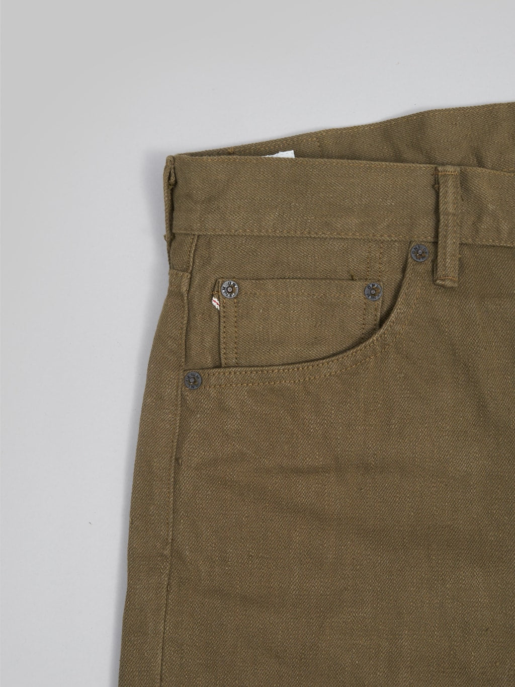 ONI Denim 246-OLOL "Olive Warp And Weft" 12oz Neat Straight Jeans