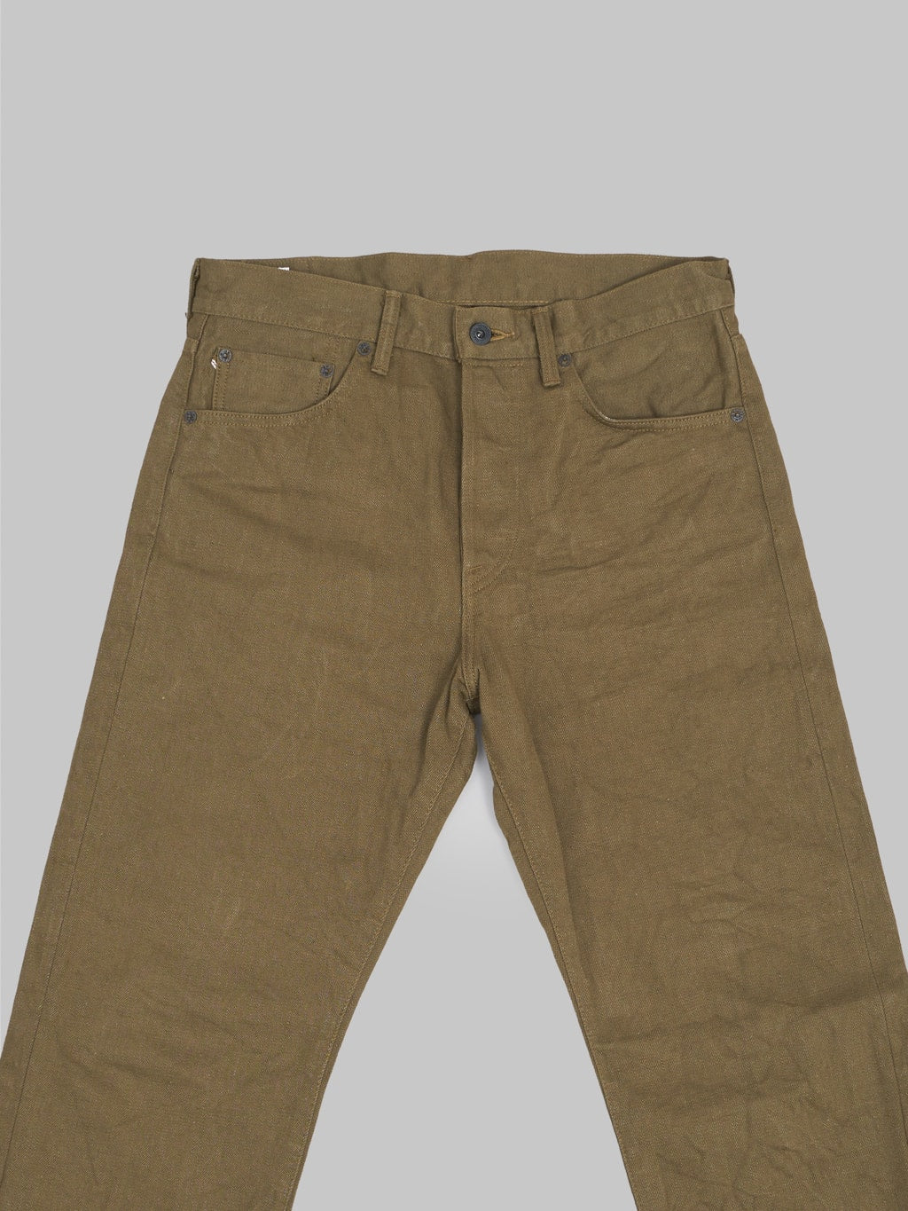 ONI Denim 246-OLOL "Olive Warp And Weft" 12oz Neat Straight Jeans