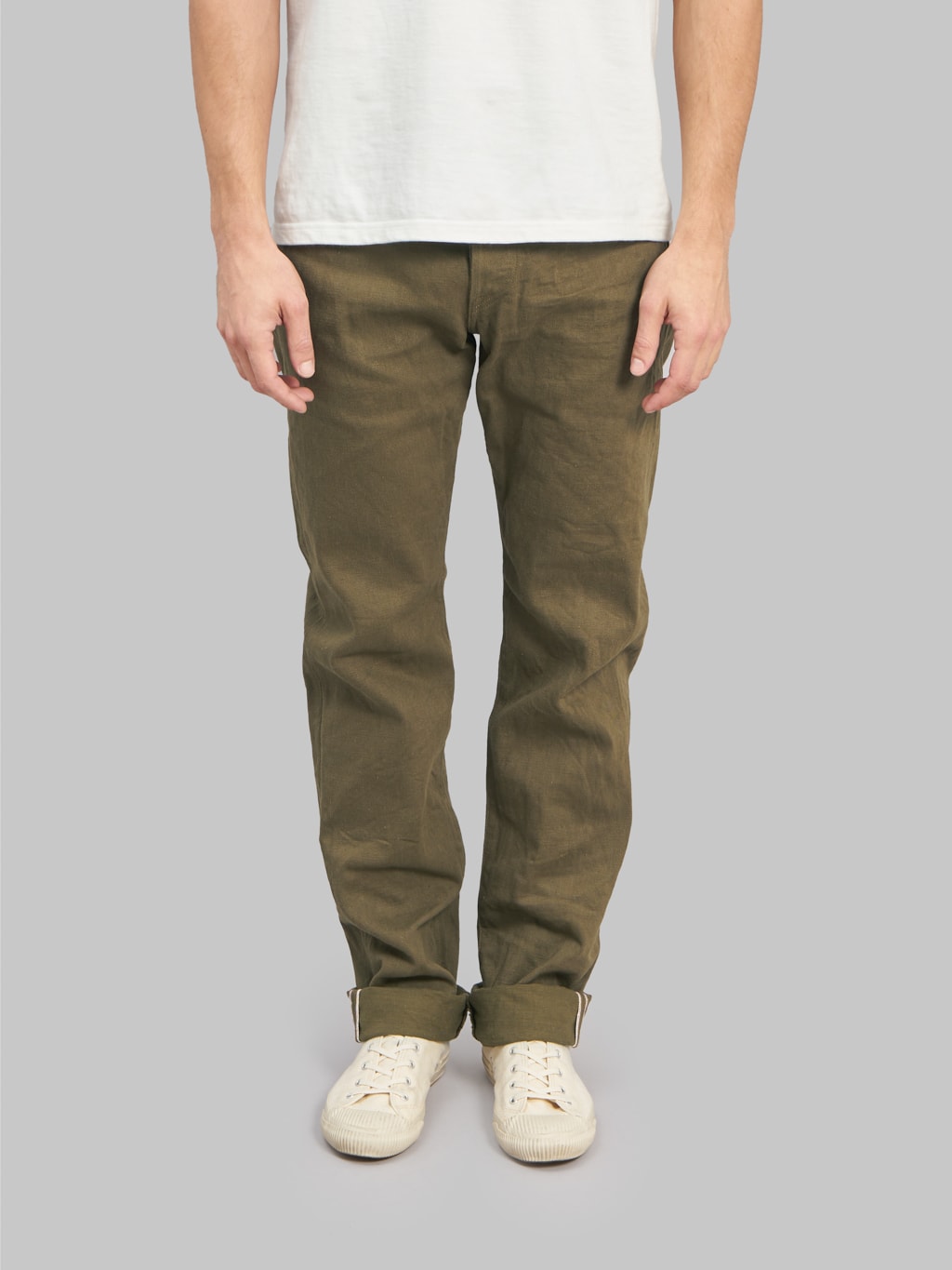 ONI Denim 246-OLOL "Olive Warp And Weft" 12oz Neat Straight Jeans